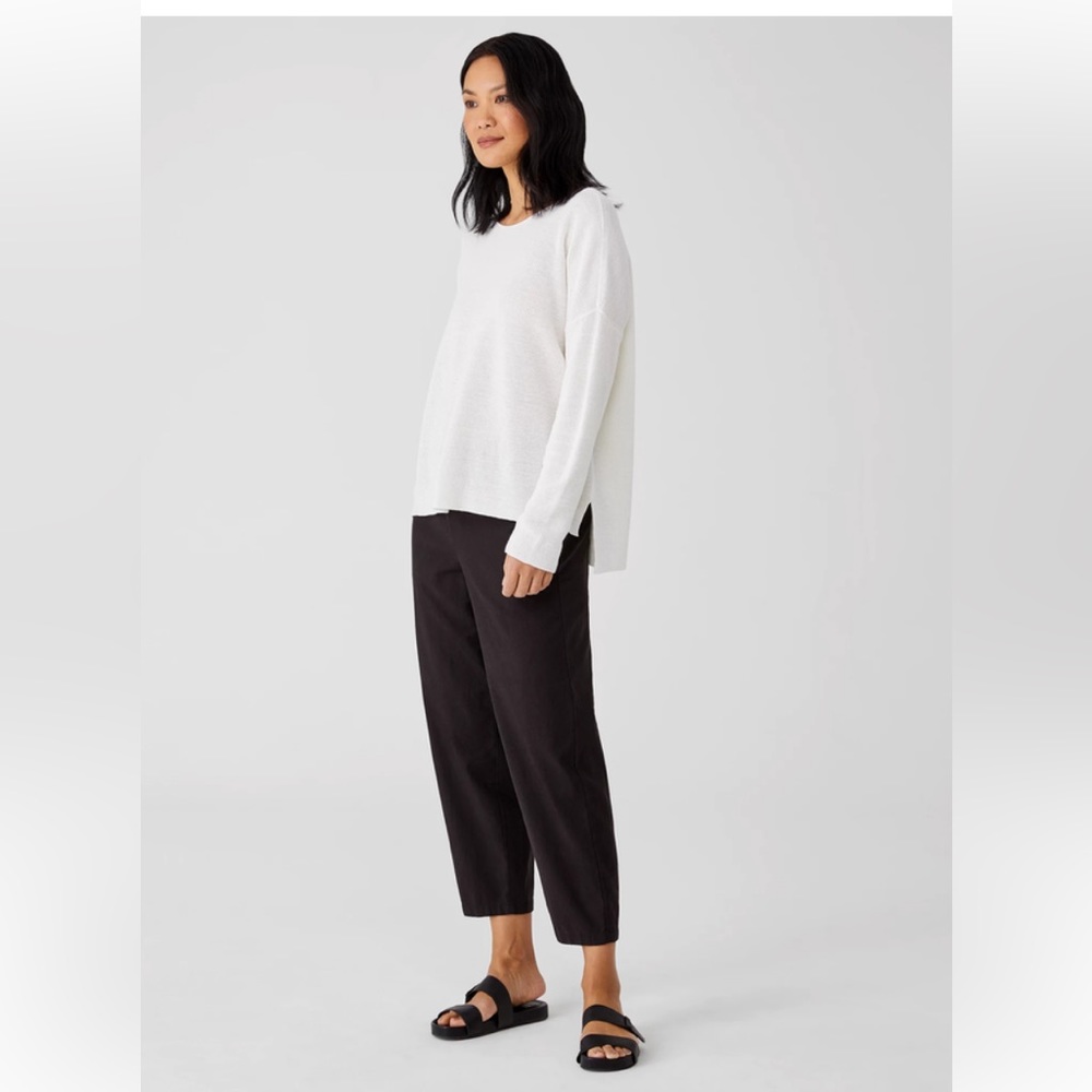 EILEEN FISHER Organic Linen Cotton Crew Neck Box-Top sz S